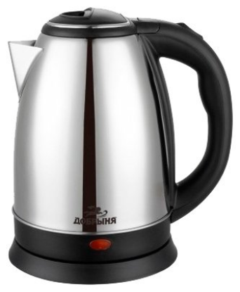 Изображение Электрический чайник Добрыня DO-1223 (1800 Вт/1,8 л /металл/черный, серебристый)