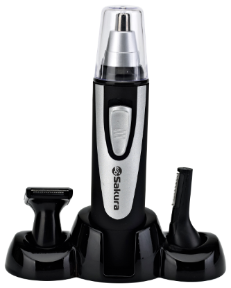 Изображение Машинка для стрижки в носу и ушах Sakura SA-5522BK, серебристый, черный
