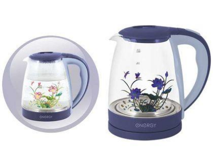 Изображение Электрический чайник Energy E-287 (1500 Вт/2 л /стекло, пластик/синий, прозрачный)