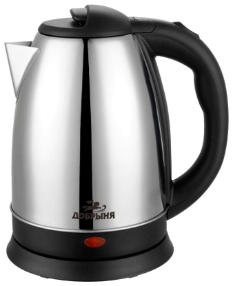 Изображение Электрический чайник Добрыня DO-1222 серебристый/черный (1800 Вт/1,8 л /металл/)