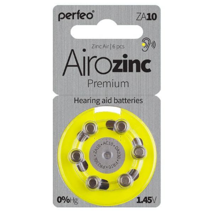 Изображение Батарейка Perfeo ZA10-6BL AIROZINC PREMIUM (PR70 (ZA10,V10,DA230) 1,45 В  воздушно-цинковая)