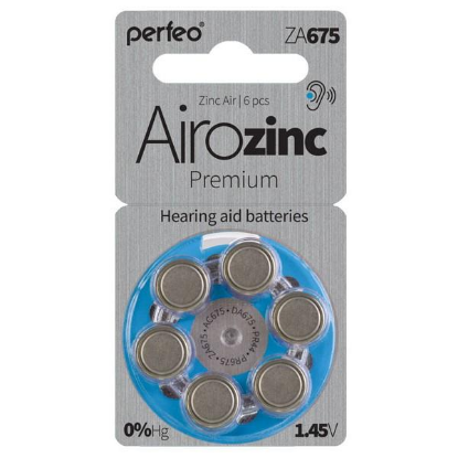 Изображение Батарейка Perfeo ZA675-6BL AIROZINC PREMIUM (PR44 (ZA675,V675A,DA675) 1,45 В  воздушно-цинковая)