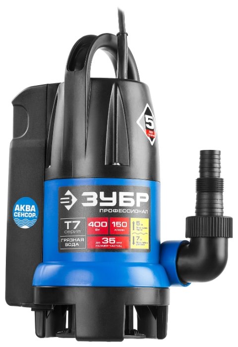 Изображение Погружной дренажный ЗУБР НПГ-Т7-400 400 Вт  5 м грязная)