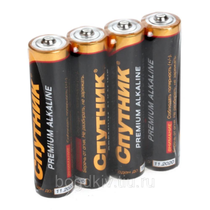 Изображение Батарейка Спутник LR03/4S/96 PREMIUM ALKALINE (AAA (R03,286,LR03) 1,5 В  щелочная (алкалиновая))