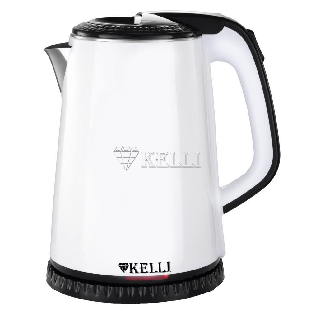 Изображение Электрический чайник Kelli KL-1409 (2200 Вт/2 л /сталь/белый, черный)