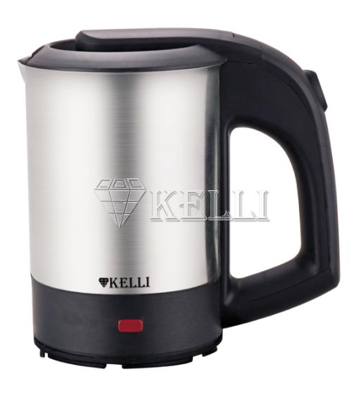 Изображение Электрический чайник Kelli KL-1408 (1000 Вт/0,5 л /сталь/черный, серебристый)