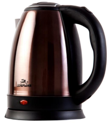 Изображение Электрический чайник Добрыня DO-1224C (2200 Вт/1,8 л /сталь/коричневый, черный)