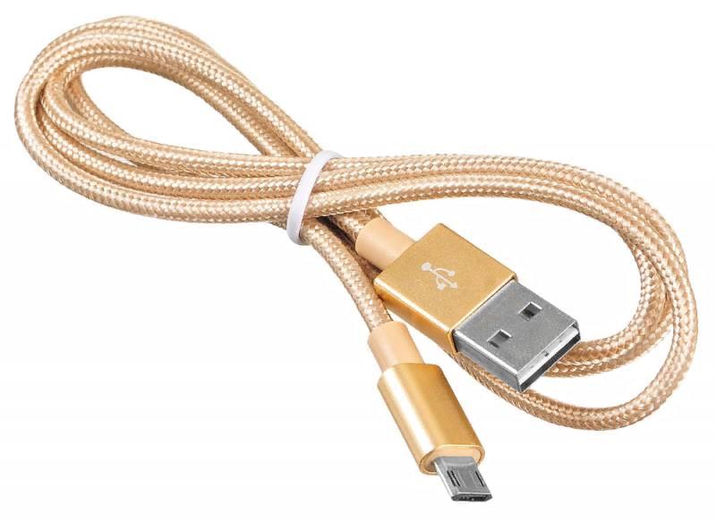 Изображение Кабель соединительный Buro Reversible Braided BHP MICROUSB 1M BRAIDED USB 2.0 A Micro USB 2.0 B золотой 1 м