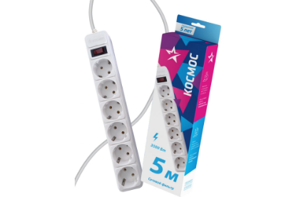 Изображение Сетевой фильтр Космос FKsm5m-6g(W)16A 5 м, белый