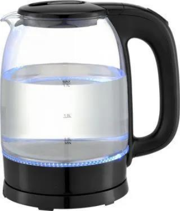 Изображение Электрический чайник Renova KT17G-03B (2200 Вт/1,7 л /стекло, пластик/прозрачный, черный)