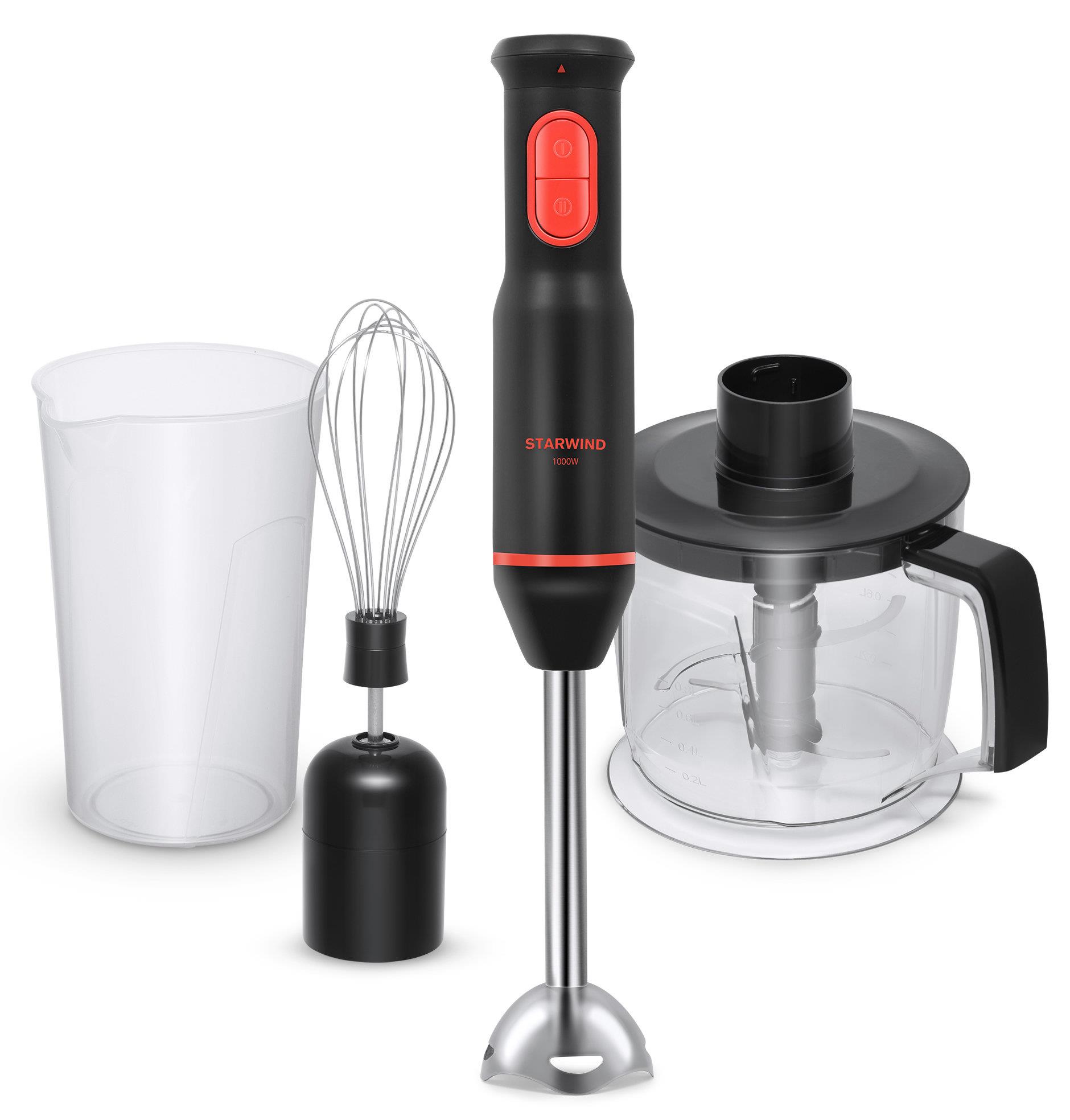 Изображение Блендер STARWIND SBP2300b (погружной/1000 Вт/черный, красный)