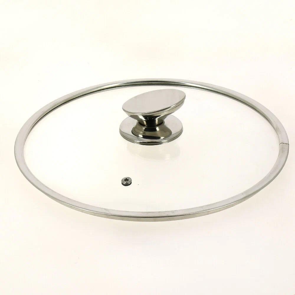 Изображение Крышка TimA стекл. с метал/обод + овальная ручка НЖС 5522 22 см