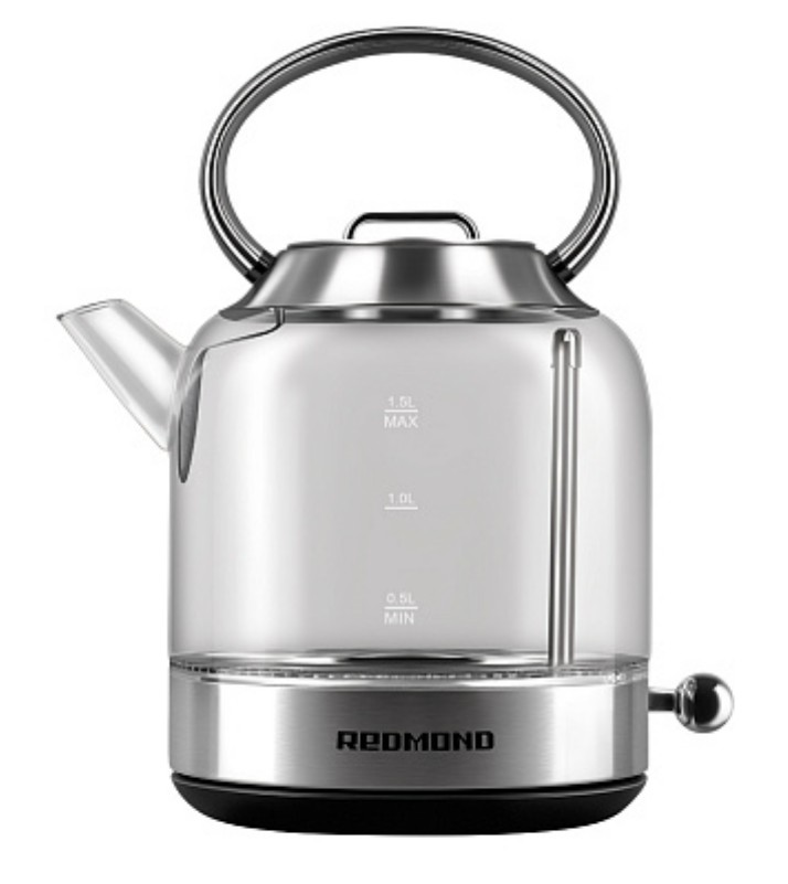 Изображение Электрический чайник REDMOND KG221 (2200 Вт/1,5 л /стекло, сталь/сталь, прозрачный)