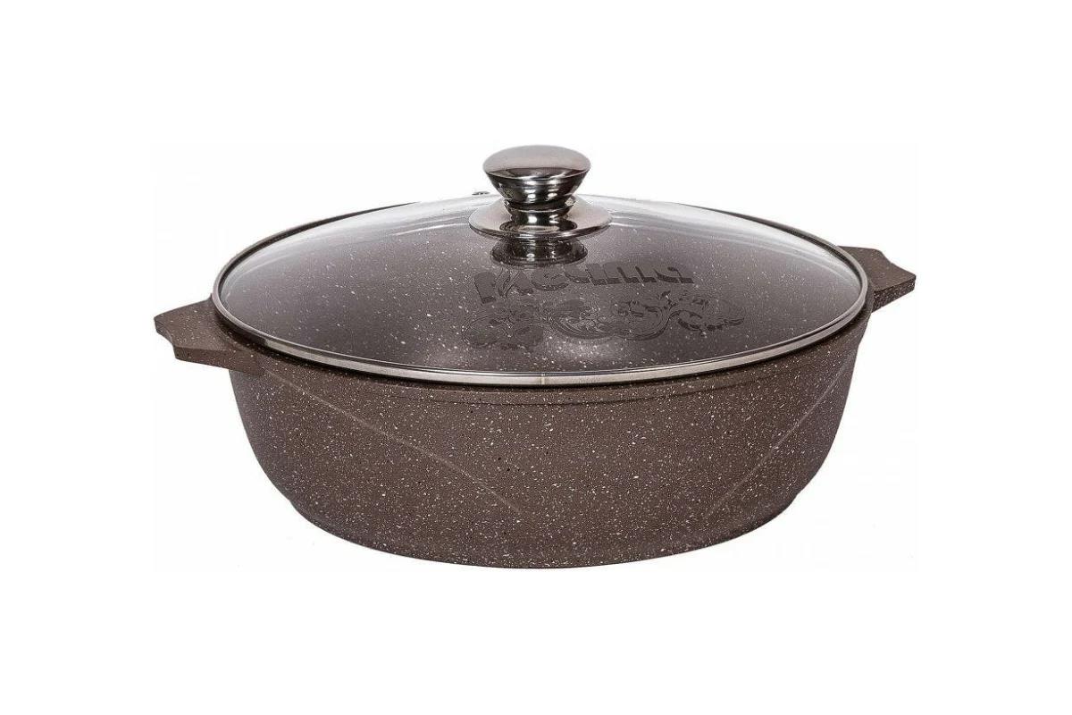 Изображение Жаровня Мечта 35806 со стеклянной крышкой. "Гранит brown" алюминий 5 л