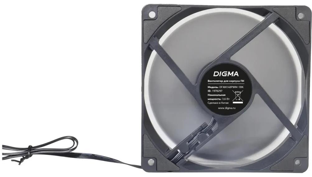 Изображение Вентилятор Digma DFAN140PWM-1BK (1500 об/мин , 140x140x25 мм,4-pin PWM)