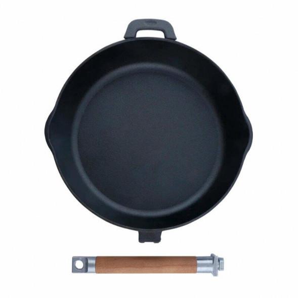 Изображение Универсальная сковорода Гардарика 224 чугун 2 слива (24 см Съемные ручки)