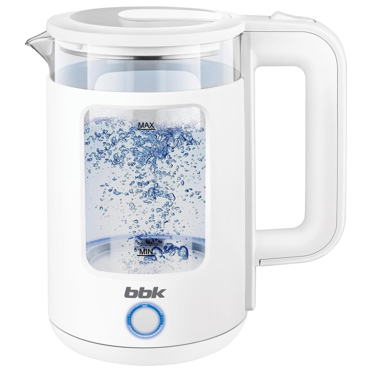 Изображение Электрический чайник BBK EK1504 (2000 Вт/1,5 л /стекло/белый)
