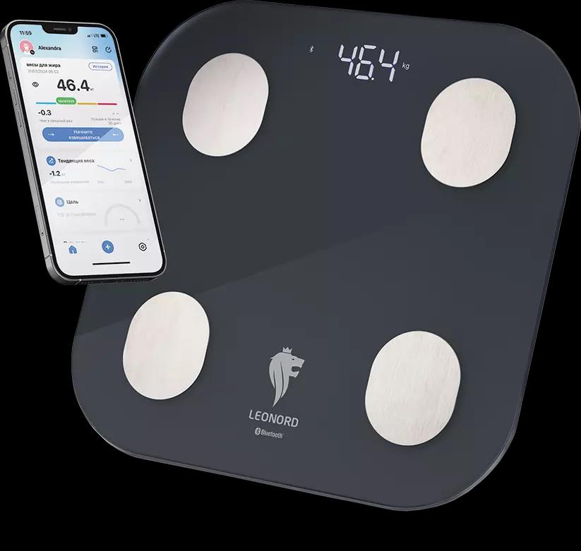 Изображение Весы Leonord LE-1216 Bluetooth (стеклянная поверхность, 180 кг) (108265),черный