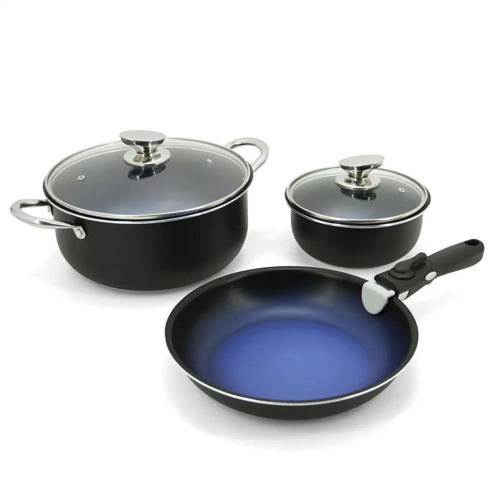 Изображение Набор посуды Pomi d'Oro P640557 Comodo set со съемной ручкой черный