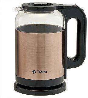 Изображение Электрический чайник DELTA DL-1115 (1500 Вт/1,8 л /стекло, нержавеющая сталь/золотистый)