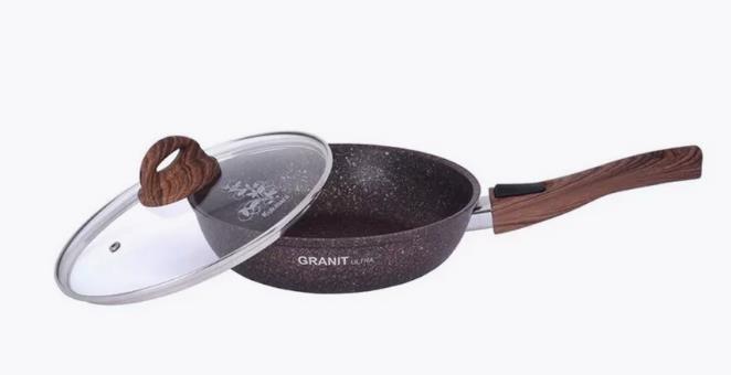 Изображение Универсальная сковорода Kukmara Сго243а а/пр литая съемн/руч стекл/кр Granit ultra original (24 см Съемные ручки)