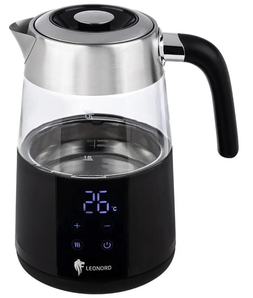 Изображение Электрический чайник Leonord LE-1525 (2200 Вт/1,7 л /стекло, пластик/черный)