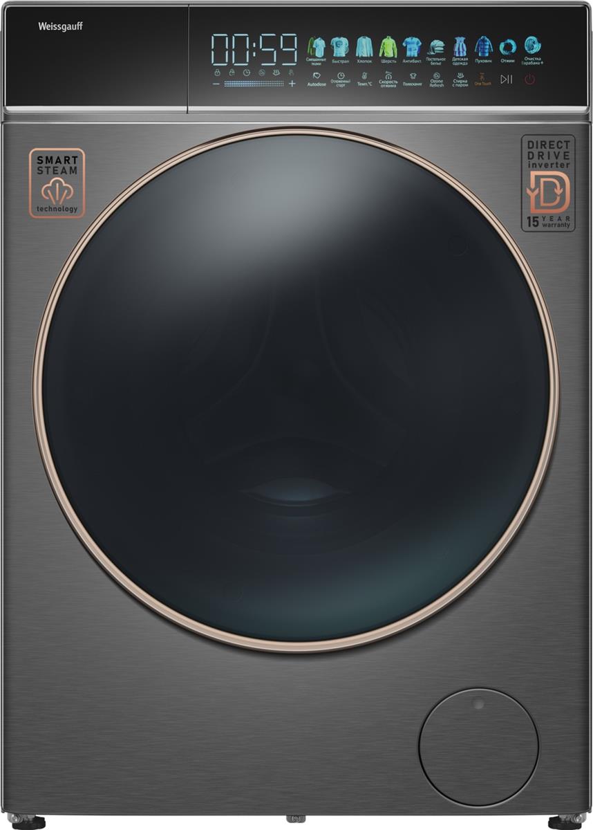 Изображение Стиральная машина Weissgauff WM 58411 Direct Drive Inverter Premium Steam Grey, серый (фронтальная, 11 кг, 1400 об/мин )