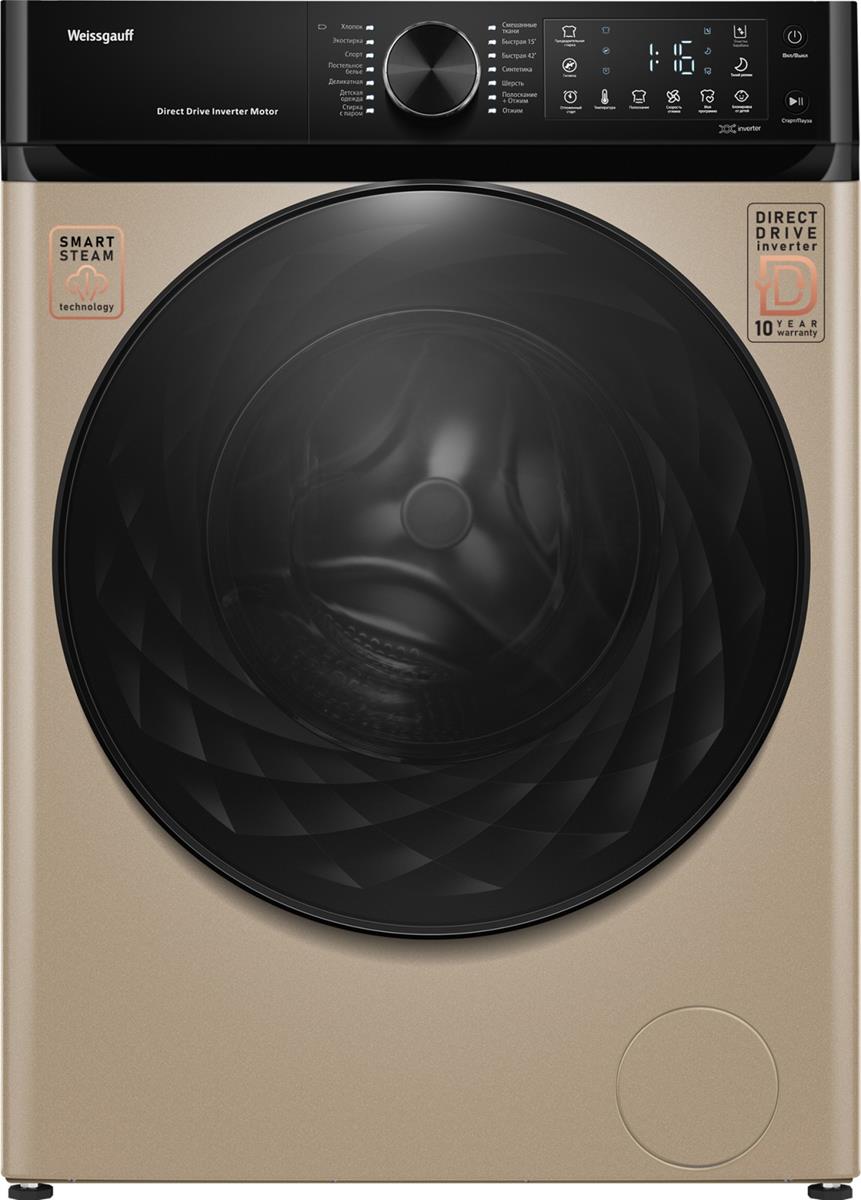 Изображение Стиральная машина Weissgauff WM 59411 Direct Drive Inverter Steam Champagne, золотой (фронтальная, 11 кг, 1400 об/мин )