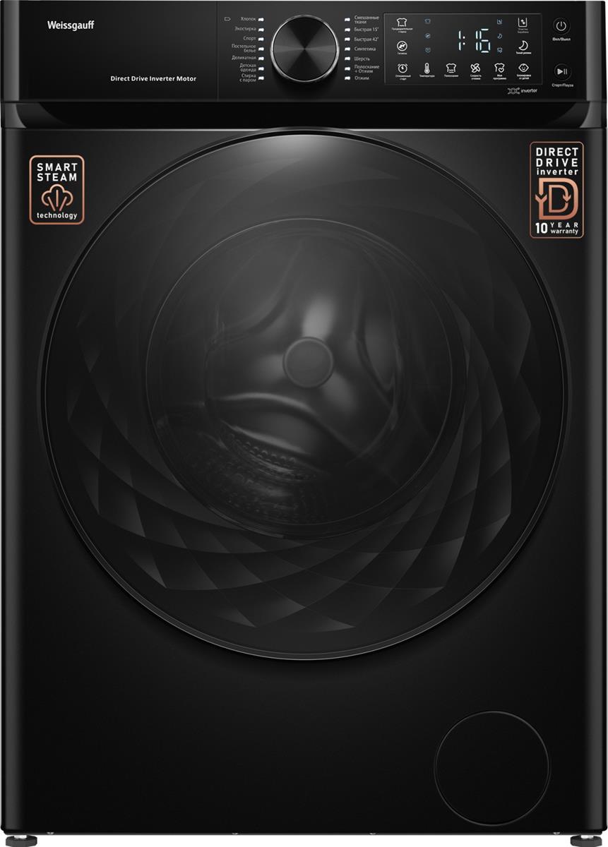Изображение Стиральная машина Weissgauff WM 59411 Direct Drive Inverter Steam Matt Black, черный (фронтальная, 11 кг, 1400 об/мин )