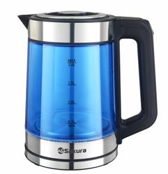 Изображение Электрический чайник Sakura SA-2746BL (1800 Вт/2 л /стекло, металл, пластик/синий, прозрачный)