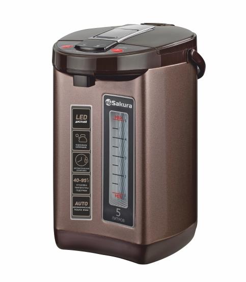 Изображение Термопот Sakura SA-1365BR (5 л /1200 Вт /черный, коричневый)
