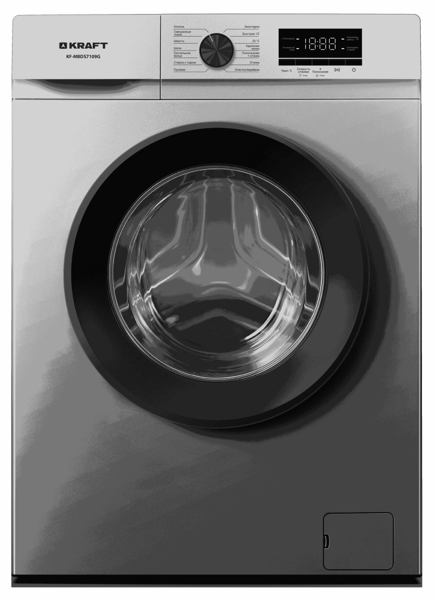 Изображение Стиральная машина Kraft KF-MBDS7109G, серый (фронтальная, 7 кг, 1000 об/мин )