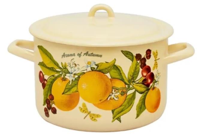 Изображение Кастрюля ЛЫСЬВА 16141/4КмЭ/Э Фруктовая фантазия эмал (4,3 л )