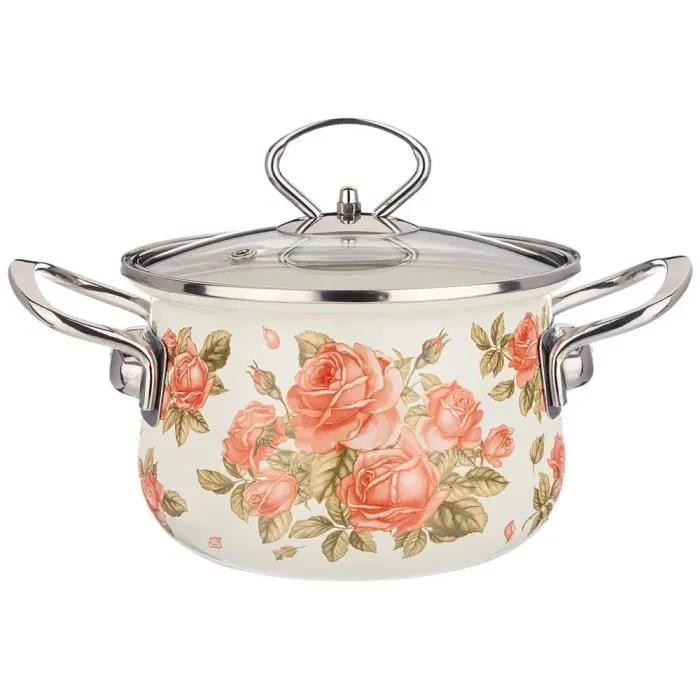 Изображение Кастрюля AGNESS 915-135 КОРЕЙСКАЯ РОЗА со ст.крышкой (1,5 л )