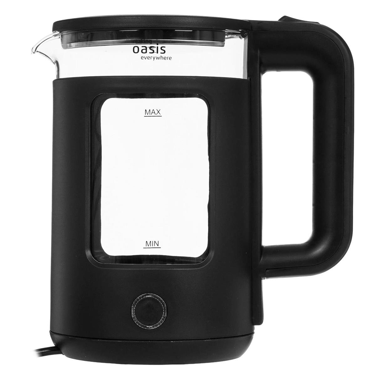 Изображение Электрический чайник Oasis K-17GPB (1800 Вт/2 л /стекло, пластик/прозрачный, черный)