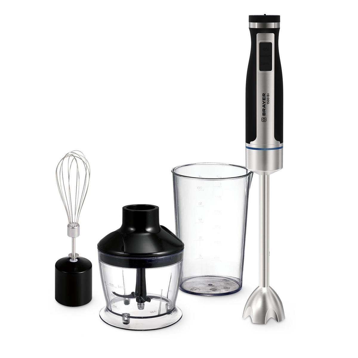 Изображение Блендер Brayer BR1268 (погружной/1500 Вт/серебристый, черный)