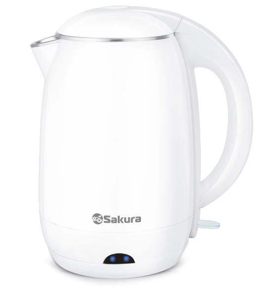 Изображение Электрический чайник Sakura SA-2157W (2000 Вт/1,8 л /пластик, нержавеющая сталь/белый)