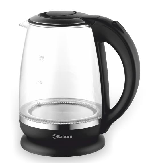 Изображение Электрический чайник Sakura SA-2719BK (2200 Вт/2 л /стекло/прозрачный, черный)