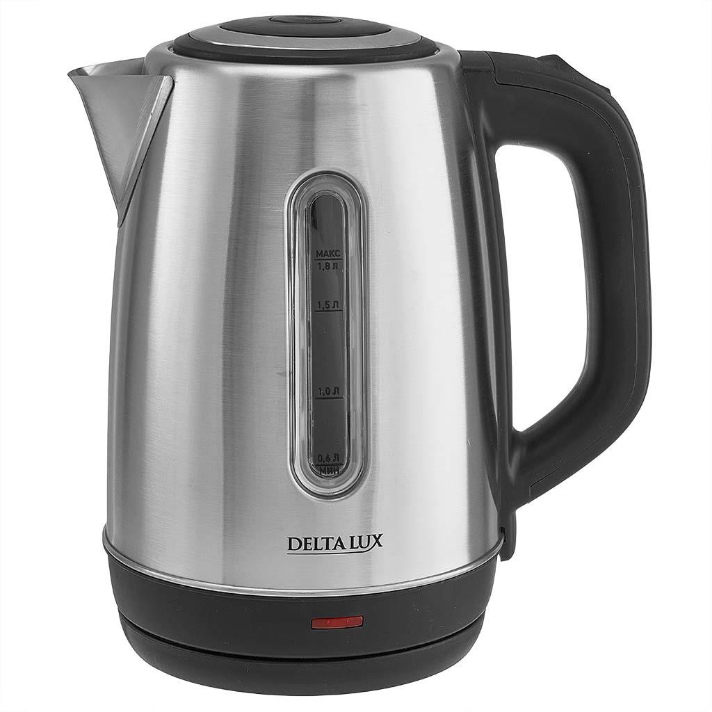 Изображение Электрический чайник DELTA LUX DE-1015 (2000 Вт/1,8 л /нержавеющая сталь/черный, серебристый)