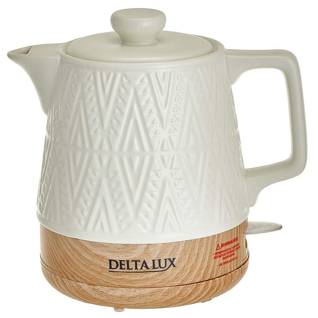 Изображение Электрический чайник DELTA LUX DE-1020 (1200 Вт/1 л /фарфор/белый)