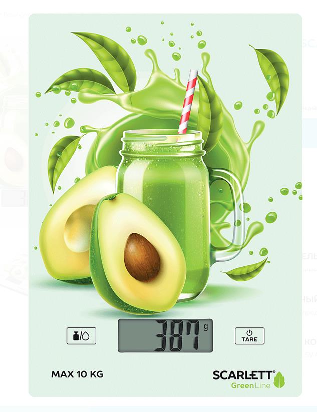 Изображение Весы кухонные Scarlett SC-KS57P74 Green Line (зеленый, рисунок)
