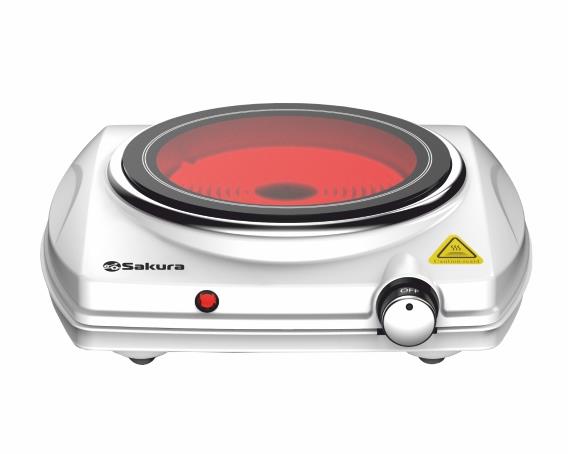 Изображение Плита настольная Sakura SA-7167S (инфракрасный, стеклокерамика, белый)