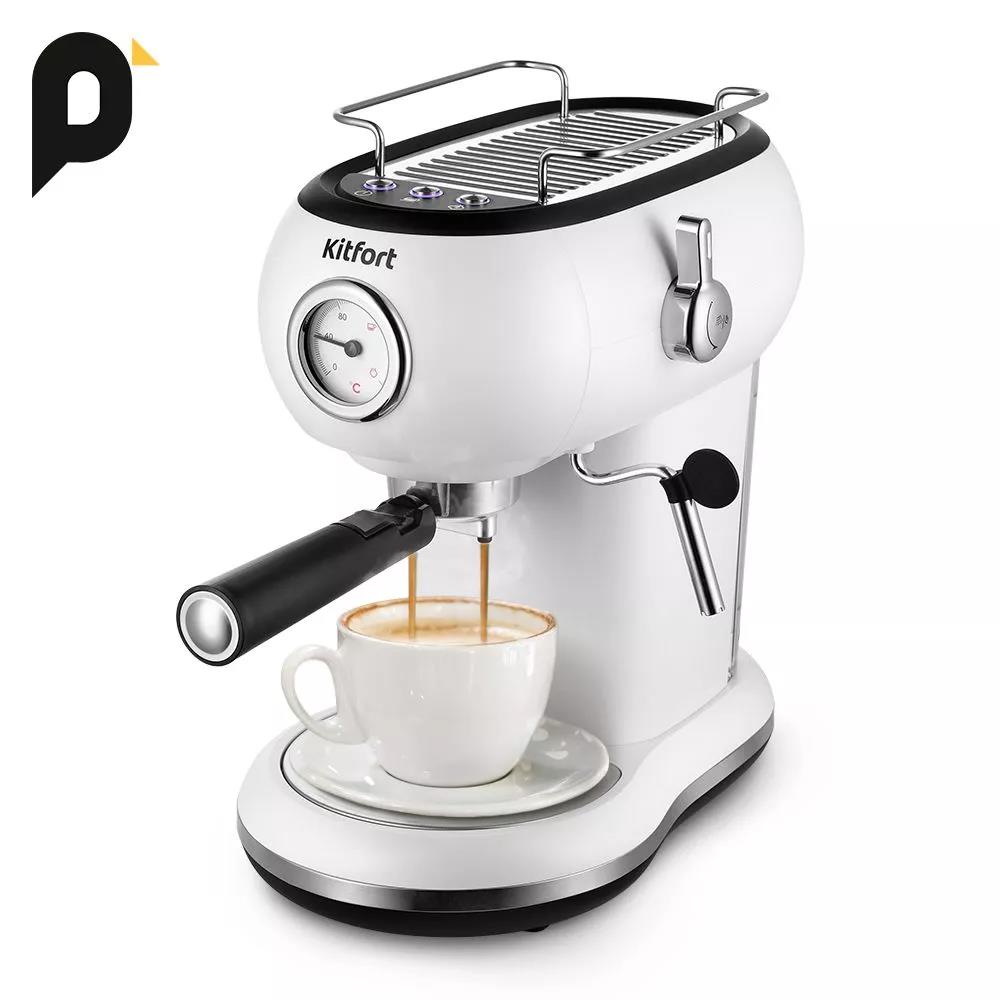 Изображение Кофеварка Kitfort КТ-7219 белый (рожковая//1100 Вт )