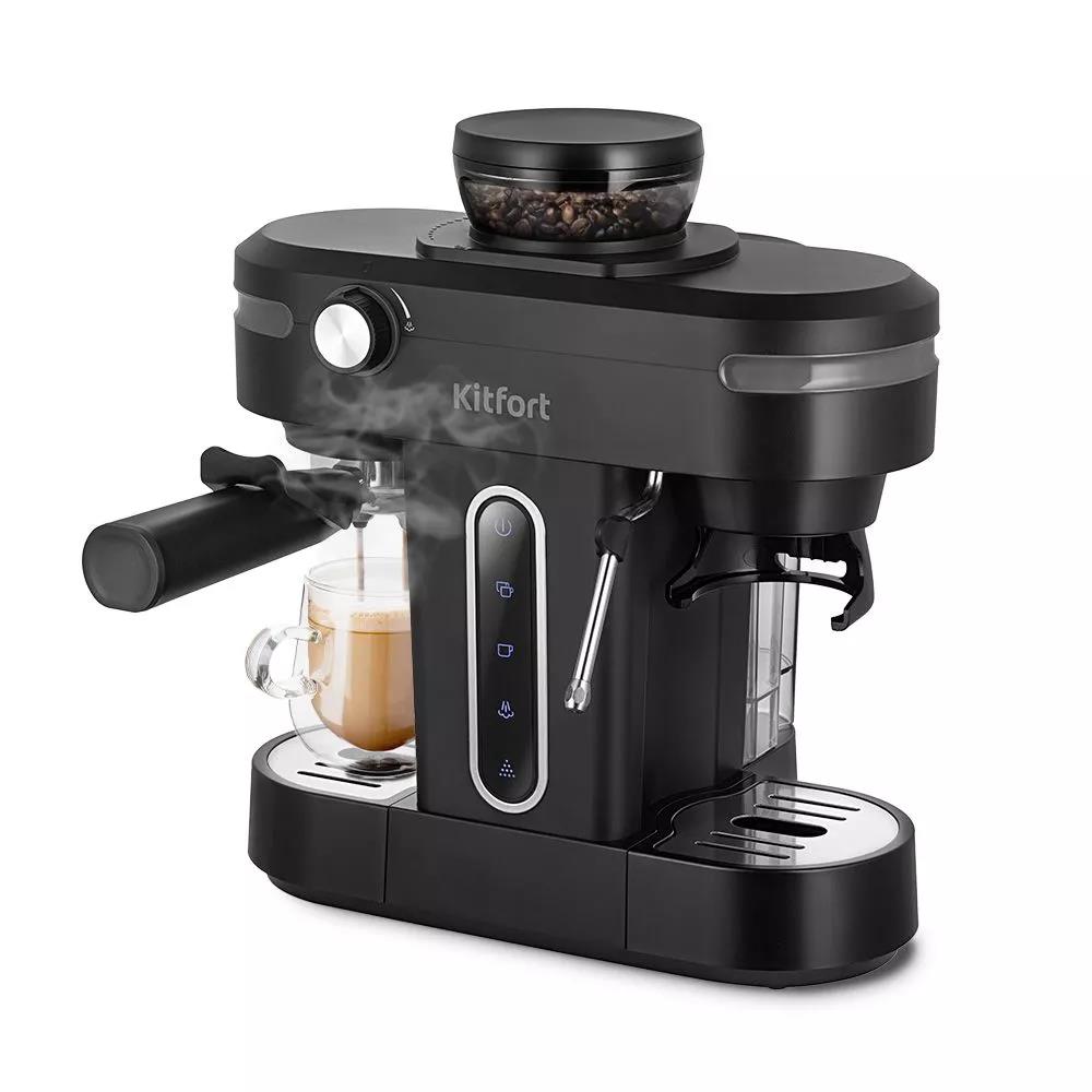 Изображение Кофеварка Kitfort КТ-7375 черный (рожковая//1150 Вт )
