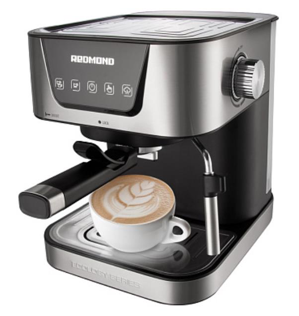 Изображение Кофеварка REDMOND RCM-M1513 серебристый/черный (рожковая//1050 Вт )