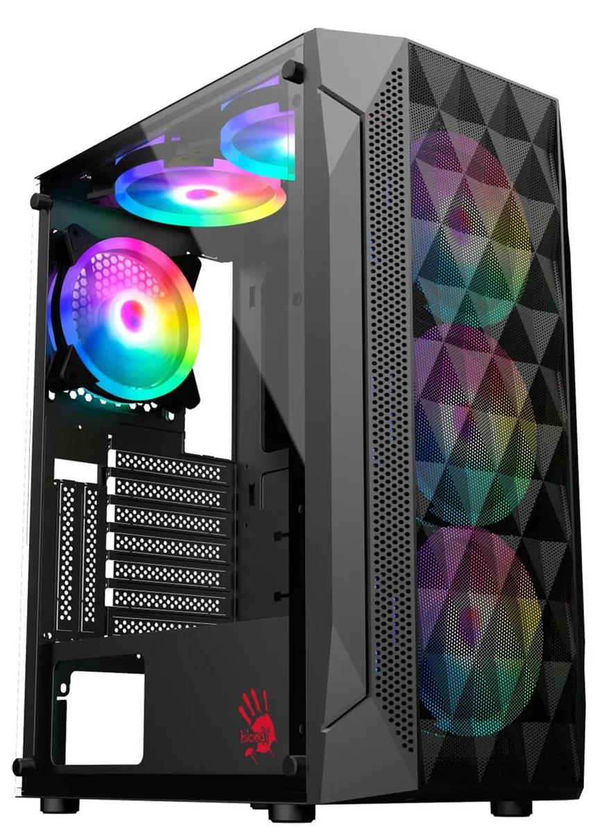 Изображение Корпус Bloody BD-CC107F Black (mATX, ATX, Mini-ITX, черный, без БП)/(BD-CC107F-BK)