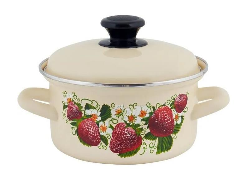 Изображение Кастрюля КМЗ 42304-072/6 эмал цил с рис, мет/об (1 л )