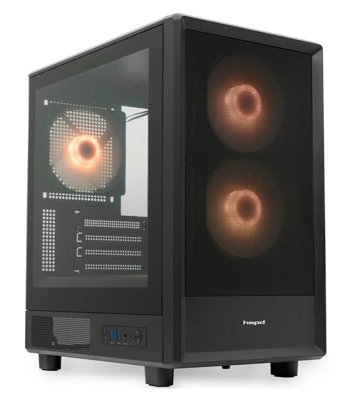 Изображение Корпус HSPD M310-TGBK-ARGB Black (mATX, Mini-ITX, черный, без БП)/(M310-TGBK-ARGB)