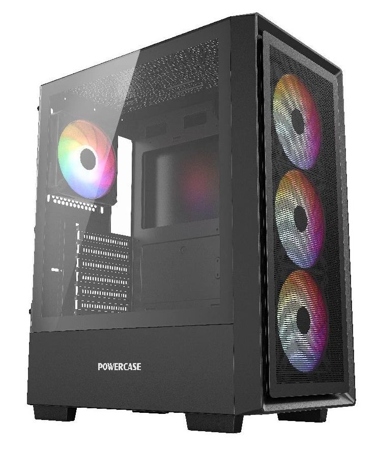 Изображение Корпус PowerCase Mistral AY4B ARGB Black (mATX, ATX, Mini-ITX, черный, без БП)/(CMAYB-A4)