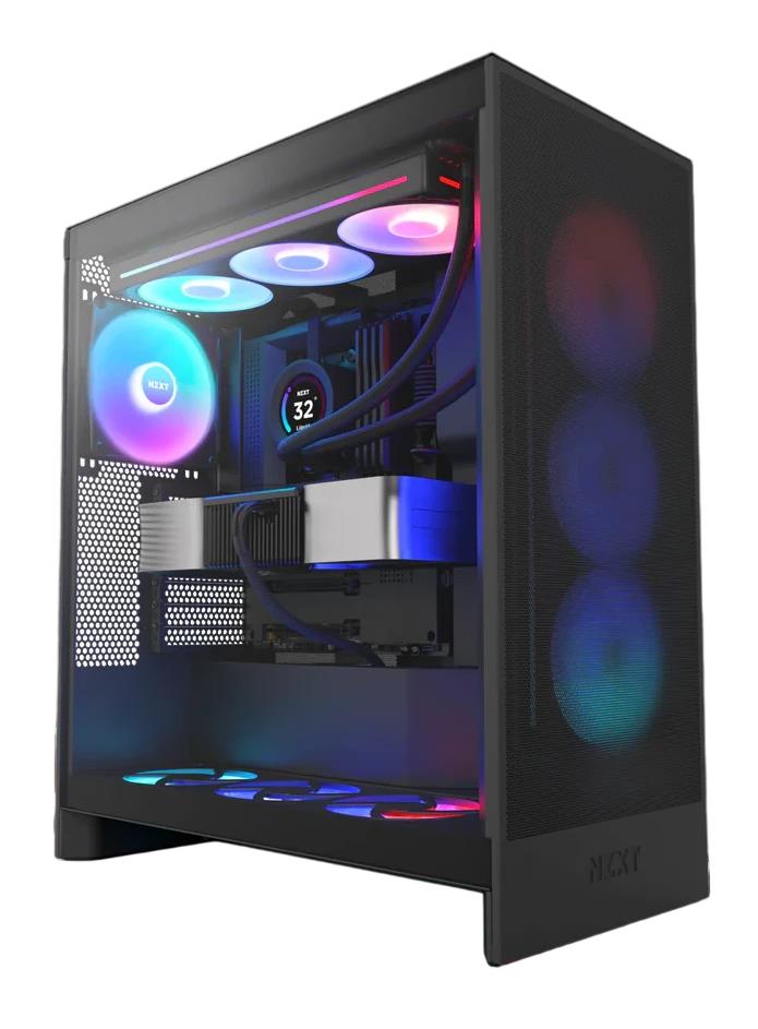 Изображение Корпус NZXT H7 Flow RGB Black (mATX, ATX, Mini-ITX, EATX, черный, без БП)/(CM-H72FB-R1)